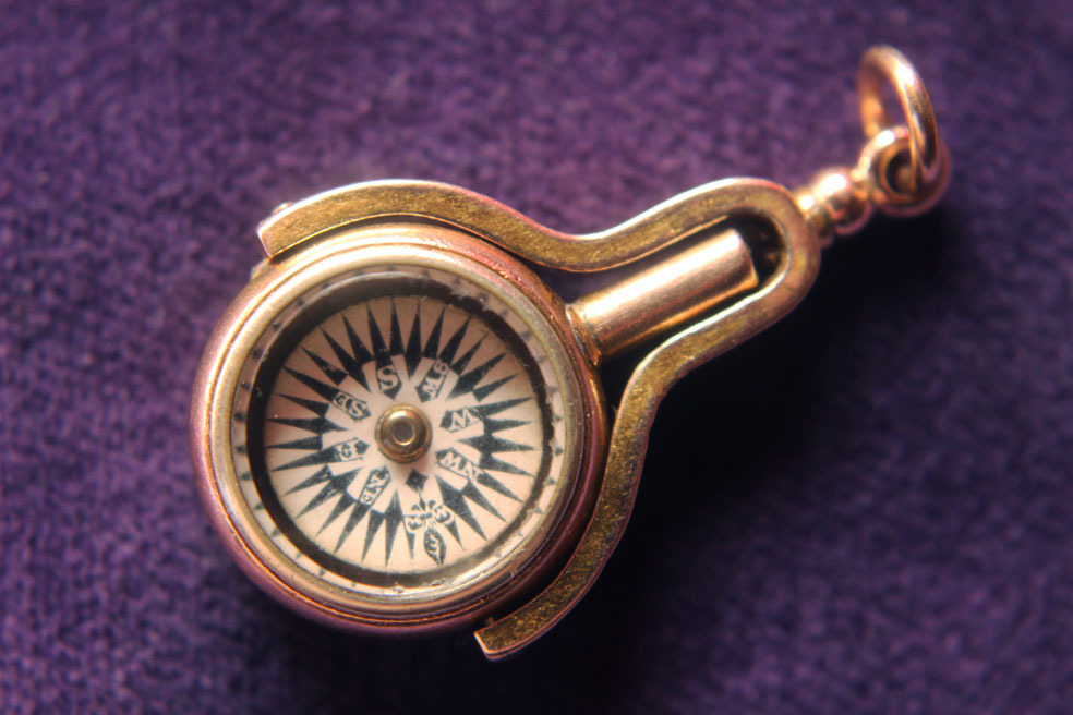 ビクトリアン アンティーク 懐中時計鍵 コンパス 方位磁石 ペンダント