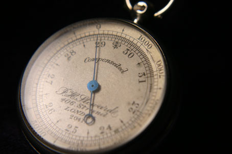 1881年 イギリス アンティーク 銀無垢 携帯 気圧計 懐中時計 フォブ